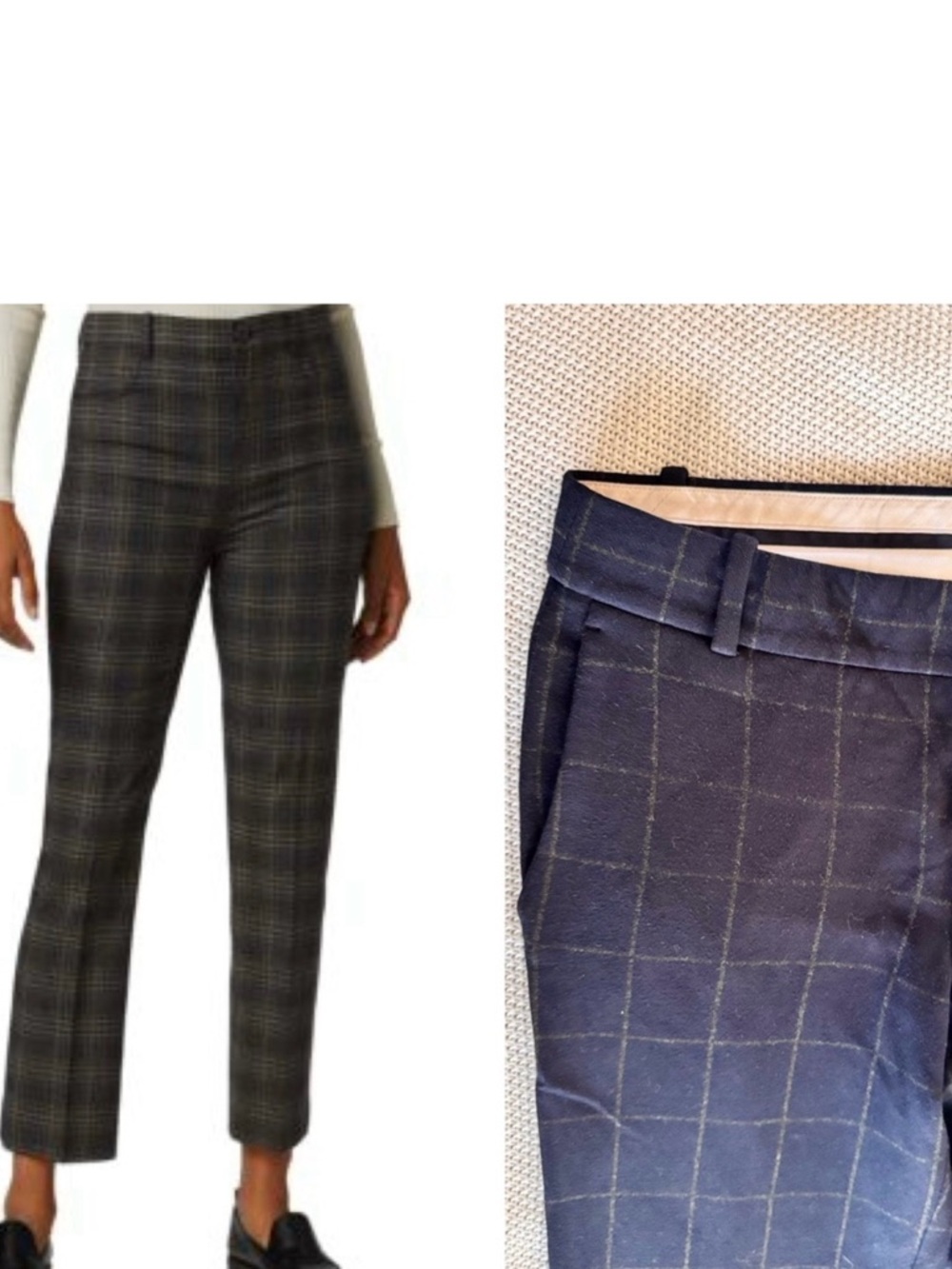 THEORY Navy Blue Checkered Straight Leg Slacks Women’s Pants Trousers